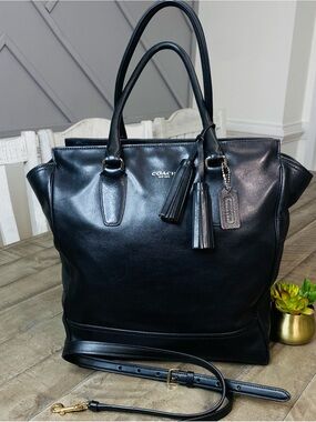 Coach Legacy Tanner Tote Black Glove Tanned Leather Tassel Bag 19924